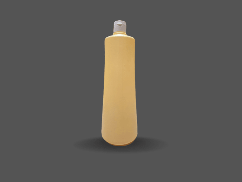 Beige plastic lotion bottle