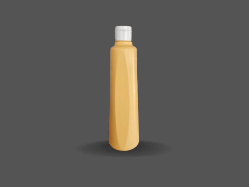Beige plastic shower gel bottle