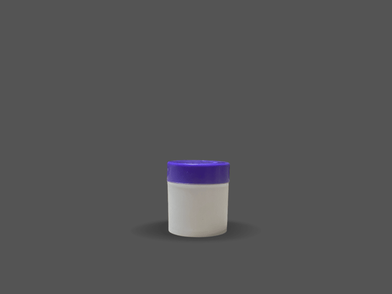 Pharmaceutical ointment jar with purple cap
