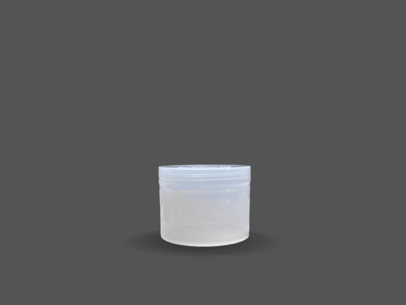 White plastic cream jar with white cap